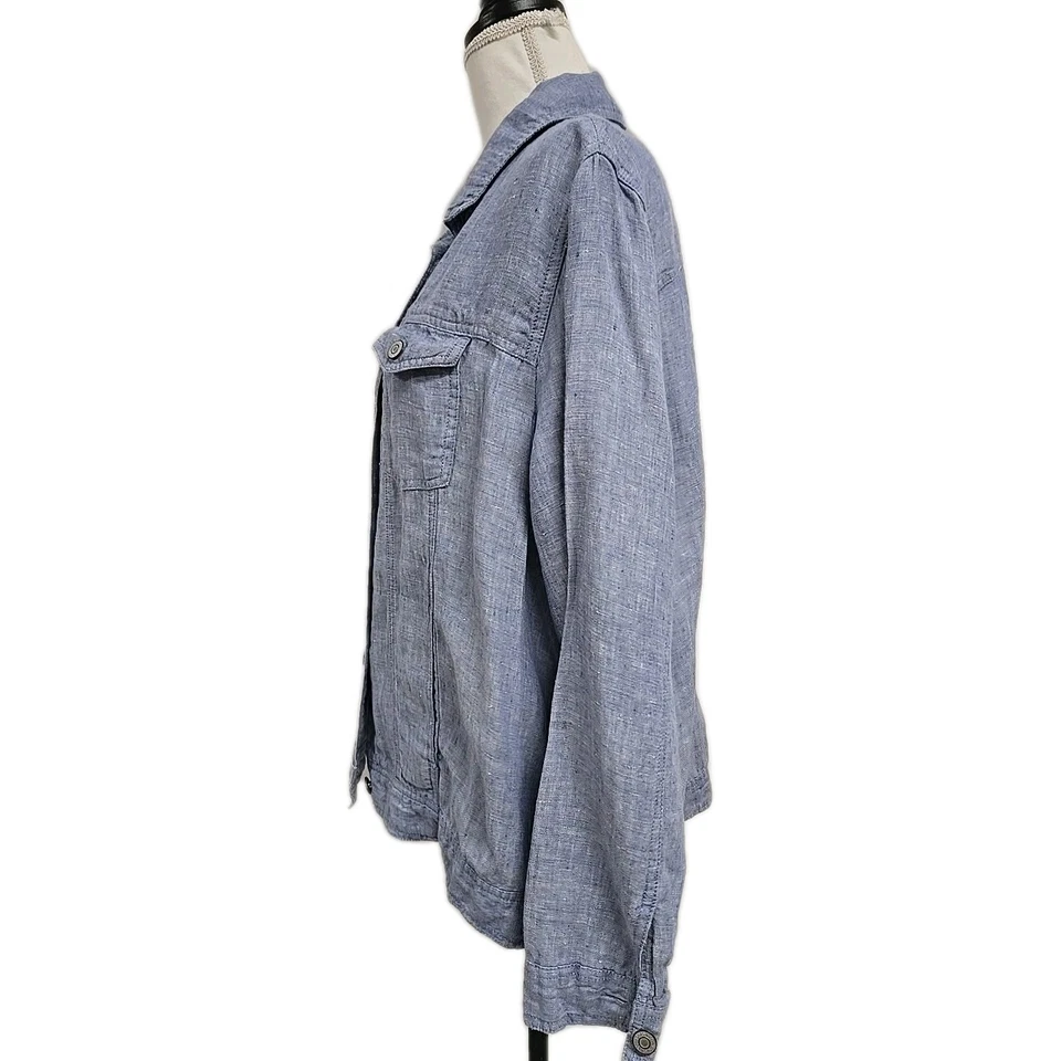 Jones & Co Jones New York 100% Linen Lightweight Jacket Blue Women’s Plus Sz 2X - Image 3 of 4