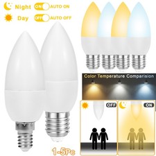 E14 E27 LED Dusk to Dawn Sensor Bulbs 60W Equivalent Smart Light Candelabra Bulb