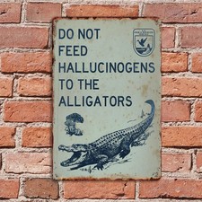 IndoorEdgeDecor  Vintage Alligator Warning Tin Metal Signs Home D cor Satirical