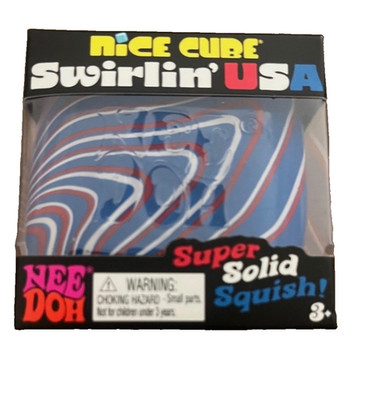 Schylling NeeDoh Nice Cube 4th Of July Swirlin USA Red White Blue Fidget Stress