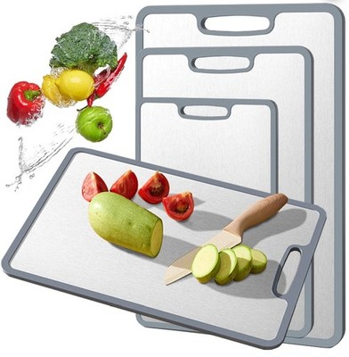 Titanium Cutting Board Double-sided non-slip silicone edging Pure Titanium -3pcs