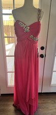 Xscape Formal Evening Gown FLAW Elegant One Shoulder Rhinestone Pink 10 NEW