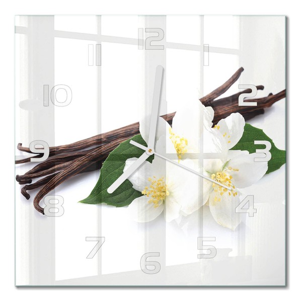 Stilvolle Glas-Wanduhr Glasuhr Aus Glas Jasmin Und Vanille WeißE Zeiger 30X30 Cm-image