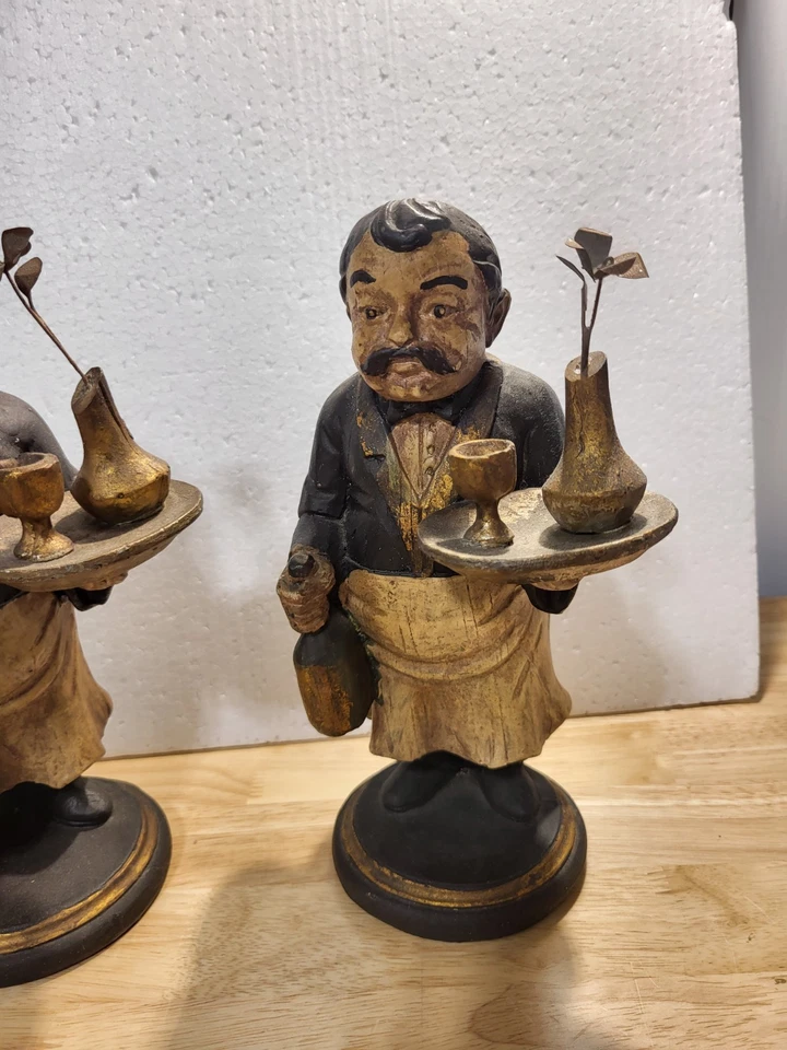 2 estatuillas de cocina vintage de 9" de 9" de camarero mayordomo para servir vino de Sterling Industries Foto 3 de 4
