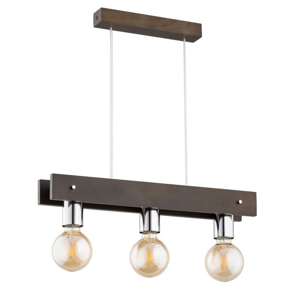 Pendelleuchte 3-Flammig Holz Natur Modern E27 L:54 Cm HäNgelampe Wohnzimmer-image