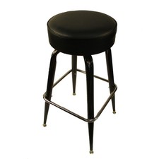 Oak Street Mfg SL2135BLK Black Button Top Stool w/Bucket Frame