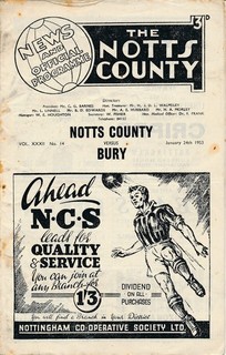 Notts County v Bury 1952/1953 Football Programme