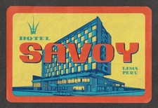 Hotel Savoy LIMA Peru - vintage luggage label