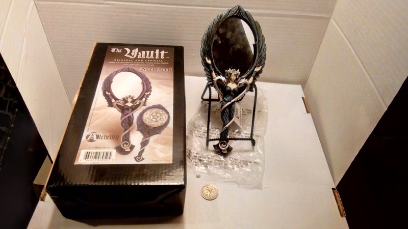 New Alchemy of England Black Angel hand mirror - poly resin - Retired