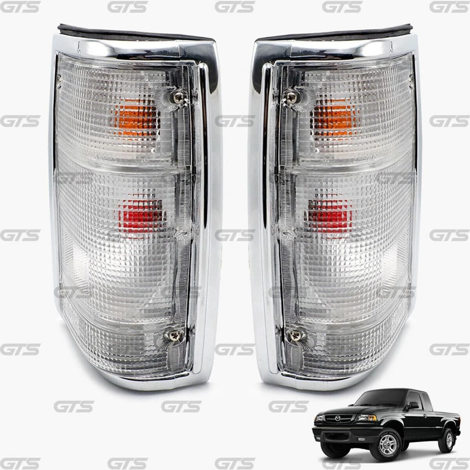 Set Chrome Rear Tail Light Lamp For Mazda B2000 B2200 B2500 Pickup 1989 - 1997 - Image 4 of 4