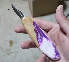 Wood Carving Knife 1 1/2" Clip Point Sloyd Blade Mango Wood & Epoxy Resin Handle
