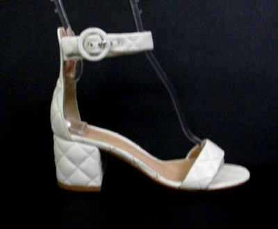 GIANVITO ROSSI VERSILIA WHITE QUILTED LEATHER MID-HEEL SANDALS SZ.36.5