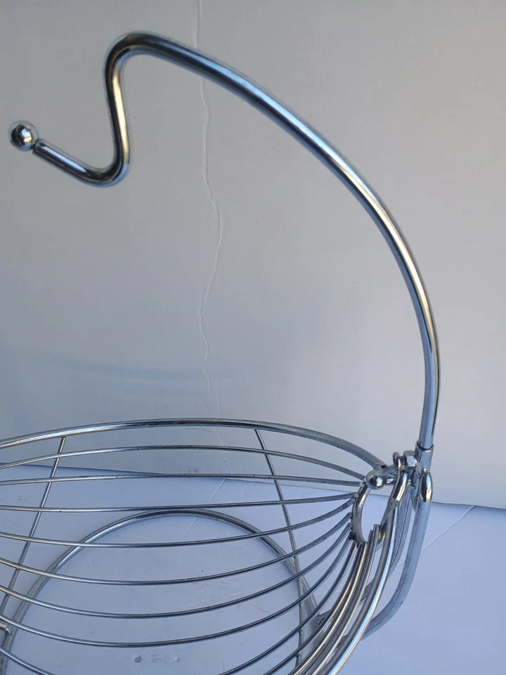 Hamaca de cesta de frutas mecedora de alambre cromado de alta resistencia con percha para plátanos 18x14x10 Foto 3 de 3