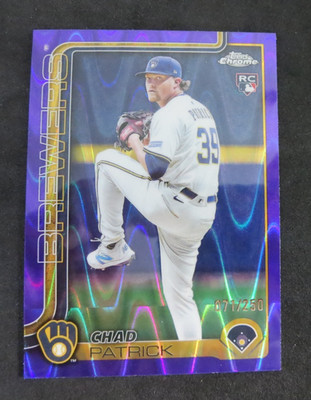 2025 Topps Chrome Update Chad Patrick Rookie Purple Raywave /250 Brewers