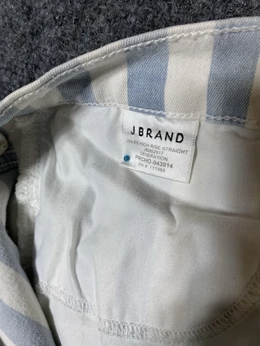 J BRAND Jules Striped High Rise Straight leg Jeans Size 28 Blue White Striped - Picture 2 of 23