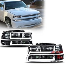 LED Headlight Assembly Turn LED Clear Lens Black Housing Reflector