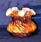 Vintage Fenton Vasa Murrhina  Autumn Orange Vase 4"