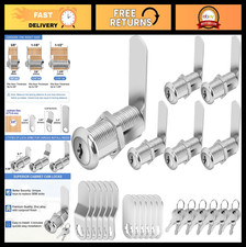 Keyed Alike Cam Locks for Cabinets - 1-1/2" Zinc Alloy Lock Set 6 Pack