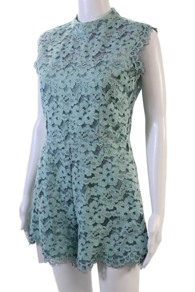 Mameluco Alexis para mujer de encaje manga corta tiro alto azul menta talla mediana Foto 2 de 4