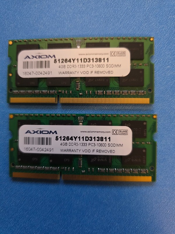 Axiom 8GB (2x4GB) DDR3-1333 PC3-10600 51264Y11D313811 SODIMM Modules