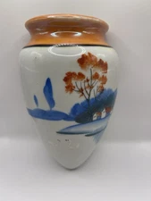 Gold Castle Chikusa Japan Wall Pocket Vase Vintage Asian PagodaScene HandPainted