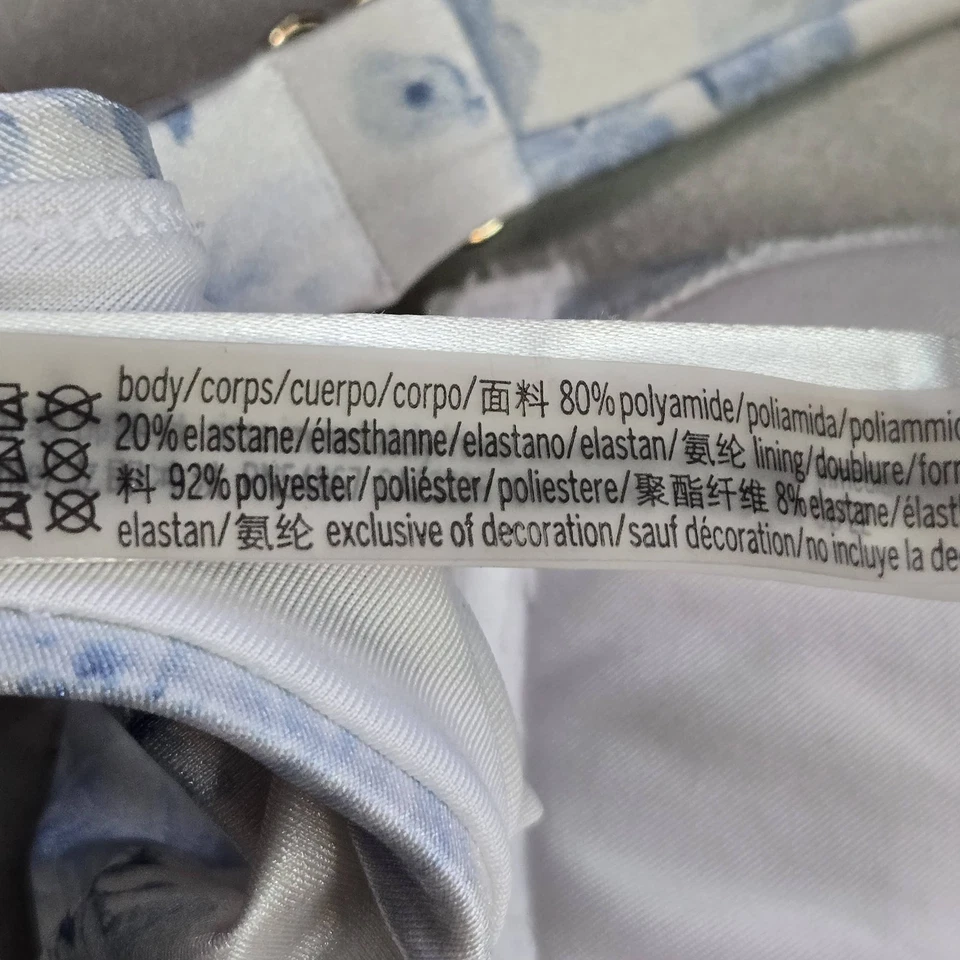 Victoria's Secret Women Swimwear 36D White Blue Floral Underwired Lightly Lined - Image 4 of 4