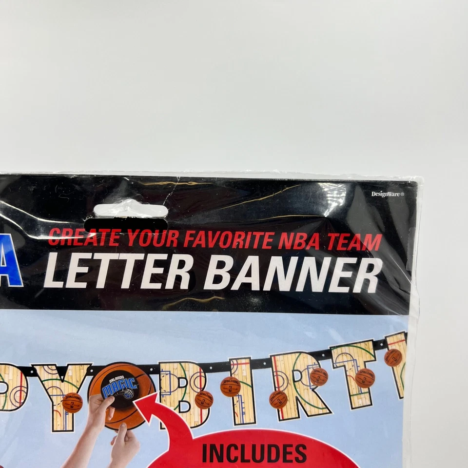 2011 NBA Happy Birthday Banner Customizable Team 7.5 ft Long 30 Stickers - Image 3 of 4