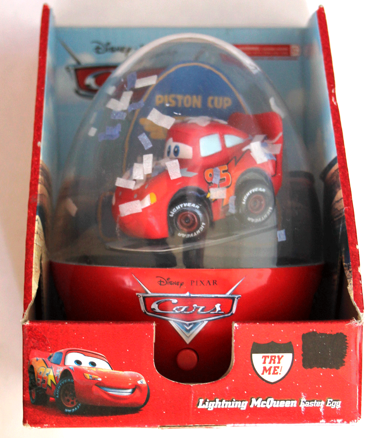 Disney Pixar Cars Lightning McQueen Easter Egg Blows Confetti and Plays Music 6"