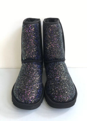 UGG CLASSIC SHORT COSMOS SPARKLES BLACK MULTI BOOTS US 7 / EU 38