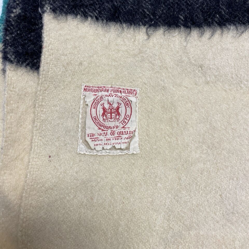 1930s Hudson Bay 3.5 Point Blanket Striped 100 Wool Made In England