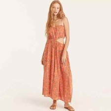 J.Crew Side cut-out beach dress in coral floral size M NEW