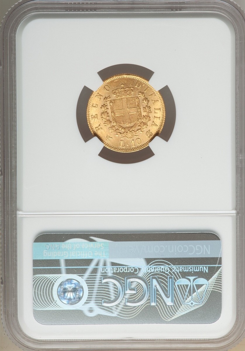 1863T BN ITALY G10L MS63 イタリア金貨 NGC鑑定済 ITALY 18.5MM 1863-T BN 10 LIRE GOLD COIN CHOICE UNCIRCULATED, NGC