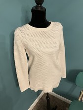 LOFT Neutral Cream White Waffle Knit Sweater Medium