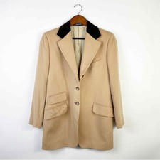 Loro Piana Wool Cashmere Tan And Brown Contrast Blazer Jacket Size 46