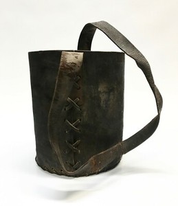 Antique Handmade Leather Lineman Pail Bucket 