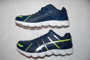 lime green and blue sneakers