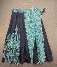 Vintage Talbots Size 10 Blue Green Floral 100 Silk Wrap Skirt 1204 READ