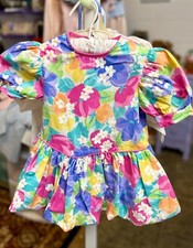Toddler girl bright floral vintage dress, late 70's