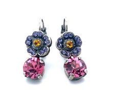 Earrings By Mariana Woman Charming Rose and Purple Swarovski Crystals