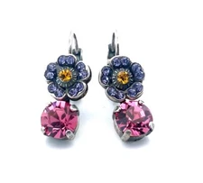 Earrings By Mariana Woman Charming Rose and Purple Swarovski Crystals