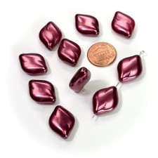 Czech Fancy Flat Glass Pearls 22x16mm Light Burgundy Pearl color, 10 pcs, CL191