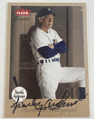 Sparky Anderson 2002 Fleer Greats Autograph Auto Signature Detroit