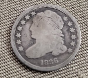 1836 Philadelphia Mint Silver Capped Bust Dime Rare VG/F 