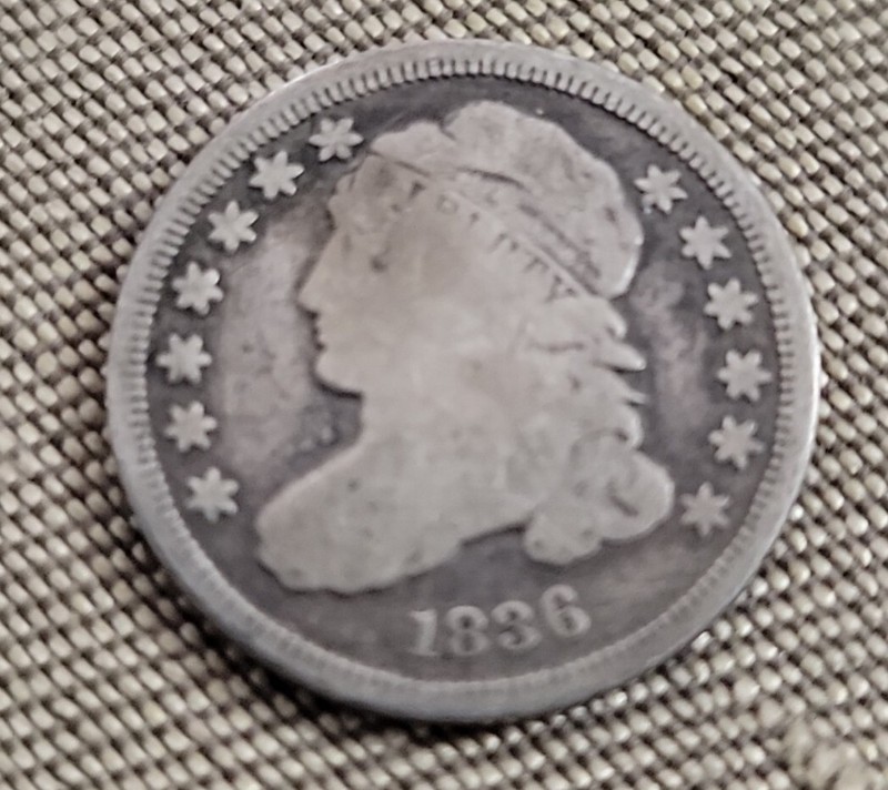 1836 Philadelphia Mint Silver Capped Bust Dime Rare VG/F 