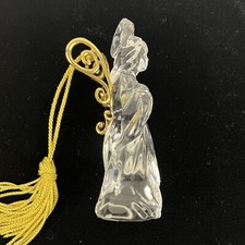 Antiguo adorno de árbol de Navidad con alas de alambre dorado ángel de vidrio transparente vintage
