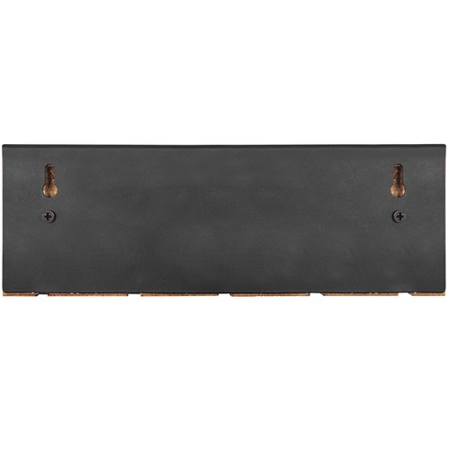 Wall-Mounted Burnt Solid Wood & Black Metal Entryway Shelf Rack w/ 5 Key Hooks - Picture 3 of 5