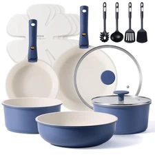 17pcs Pots and Pans Set, Nonstick Cookware Set Detachable Handle, Induction K...