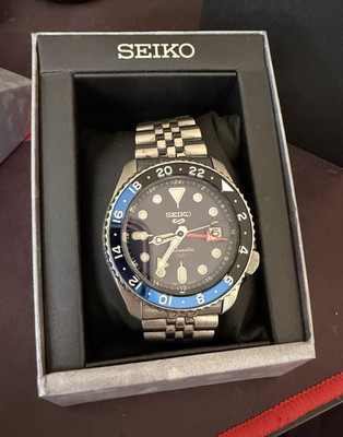 Seiko 5 SSK003K1 Automatik GMT HerrenuhrEdelstahl schwarz/blau Box+Anleitung