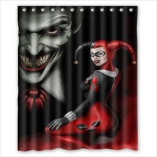 new harley quinn and joker shower curtain waterproof polyester with hooks
