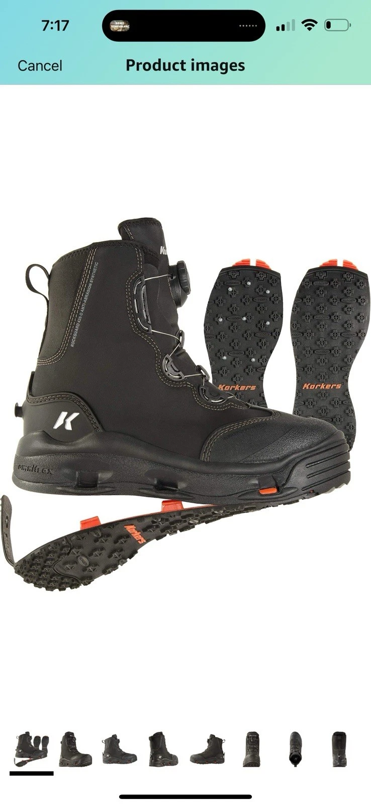 Korkers Men's Devil's Quick Drying Canyon Wading Boots - Black, Size 9